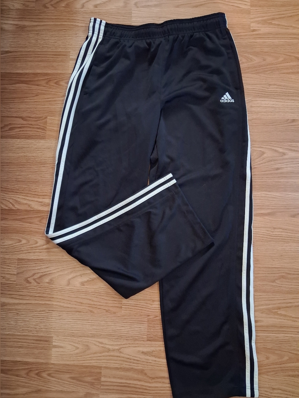 ADIDAS Athletic Pants with White Logo. Mens. Size Large. Black & White.
